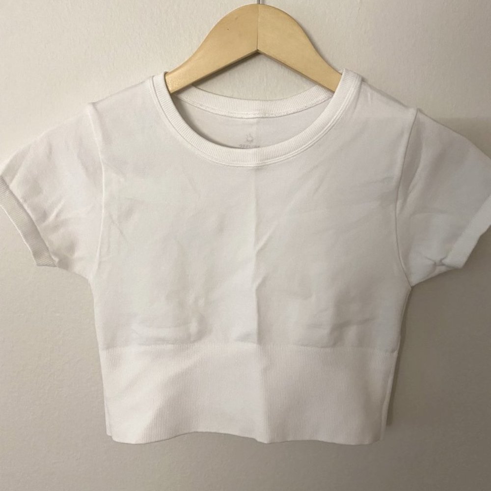 Offline by Aerie Crop Workout Tee White - XS